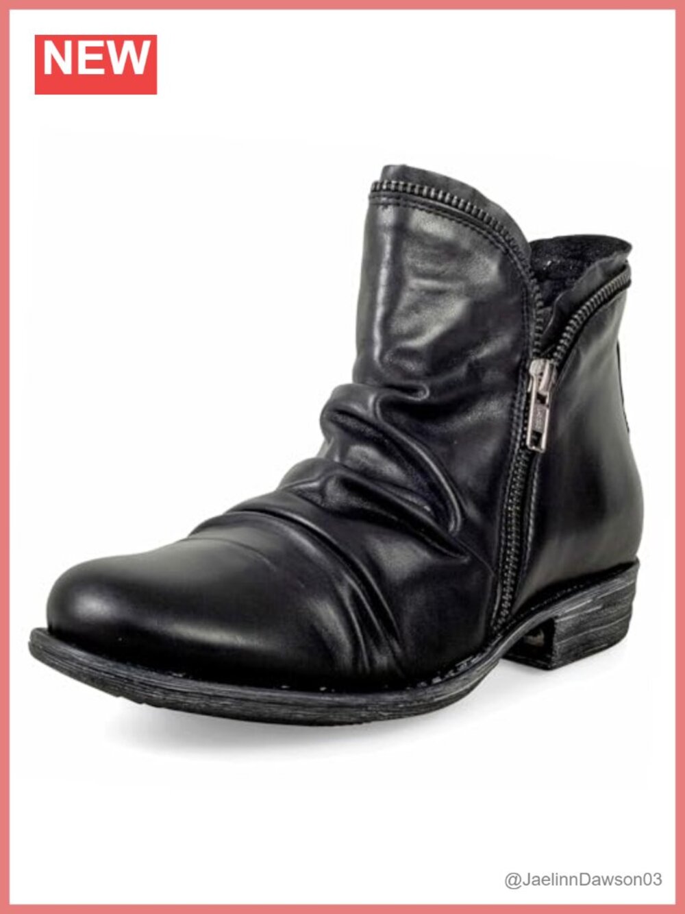 Leather Ankle Boot with Block Heel, Round Toe, Tassels - Women's Comfortable